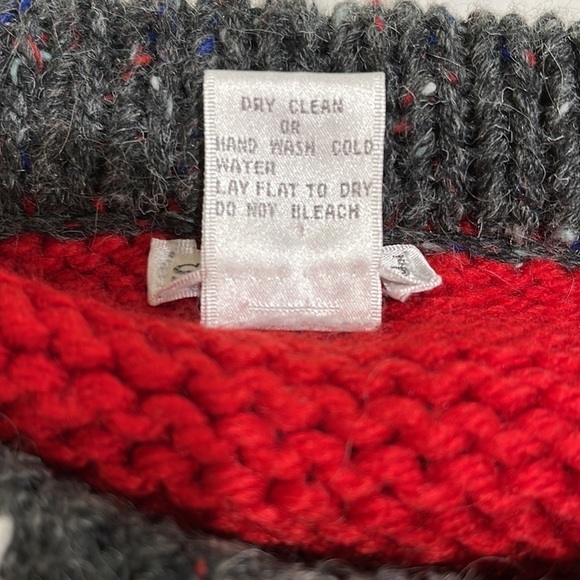 Vintage Susann D Oversized Acrylic Wool Nordic Print Sweater Red Grey Cream SZ M - Picture 6 of 6